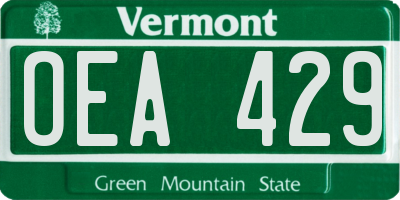 VT license plate OEA429