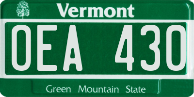 VT license plate OEA430