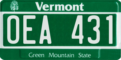 VT license plate OEA431
