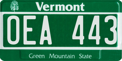 VT license plate OEA443