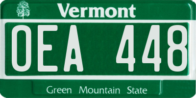 VT license plate OEA448