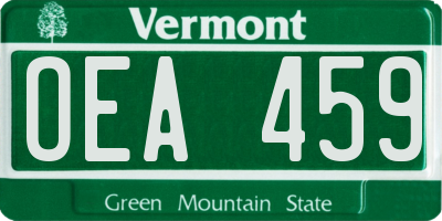VT license plate OEA459