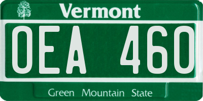 VT license plate OEA460