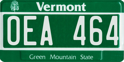 VT license plate OEA464