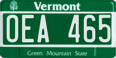 VT license plate OEA465