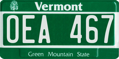 VT license plate OEA467