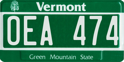 VT license plate OEA474