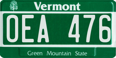 VT license plate OEA476
