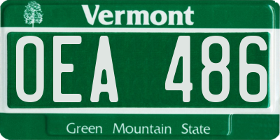 VT license plate OEA486
