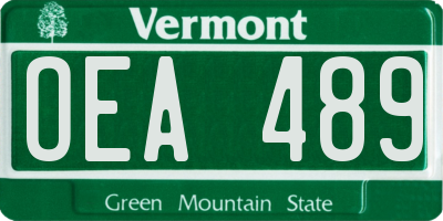 VT license plate OEA489