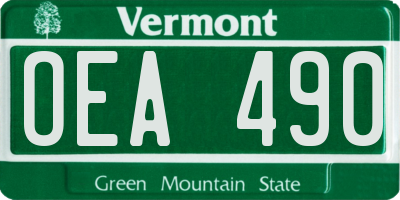 VT license plate OEA490