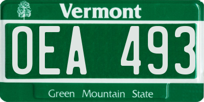 VT license plate OEA493