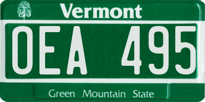 VT license plate OEA495