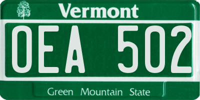 VT license plate OEA502