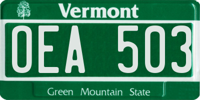 VT license plate OEA503