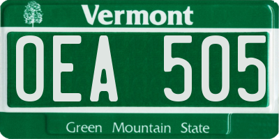 VT license plate OEA505