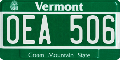VT license plate OEA506