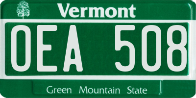 VT license plate OEA508