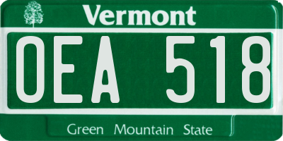 VT license plate OEA518