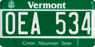 VT license plate OEA534