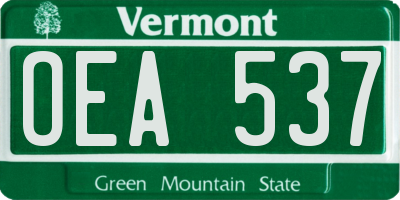 VT license plate OEA537
