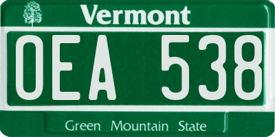 VT license plate OEA538