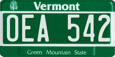 VT license plate OEA542