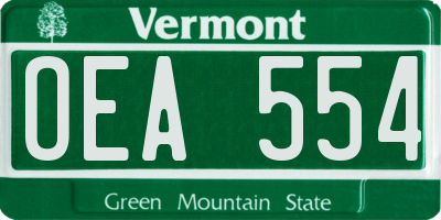 VT license plate OEA554