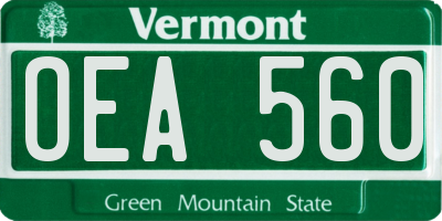 VT license plate OEA560