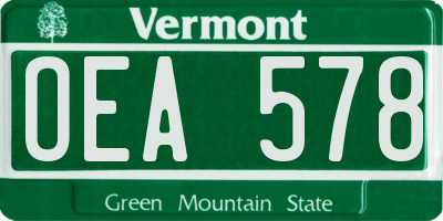 VT license plate OEA578