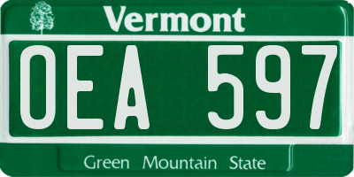 VT license plate OEA597