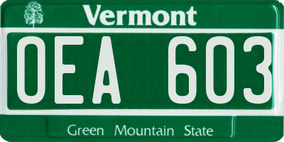 VT license plate OEA603