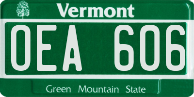 VT license plate OEA606