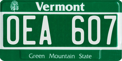 VT license plate OEA607