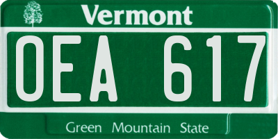 VT license plate OEA617