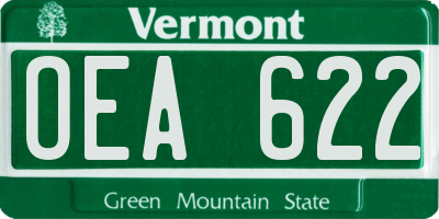 VT license plate OEA622