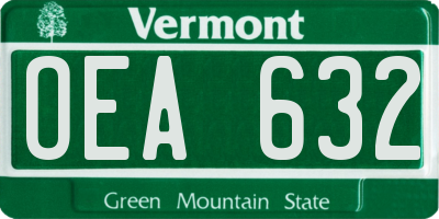 VT license plate OEA632