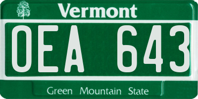 VT license plate OEA643