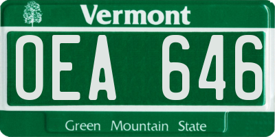 VT license plate OEA646