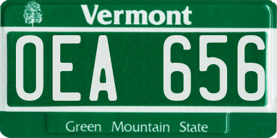 VT license plate OEA656