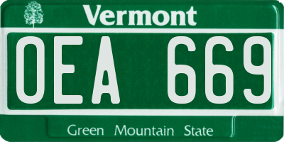 VT license plate OEA669