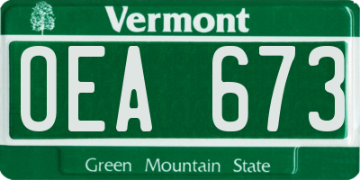 VT license plate OEA673
