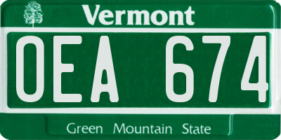 VT license plate OEA674