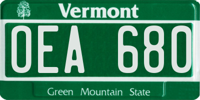 VT license plate OEA680
