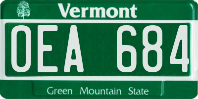 VT license plate OEA684