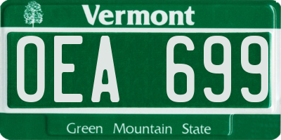 VT license plate OEA699