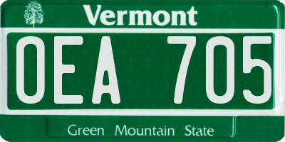 VT license plate OEA705