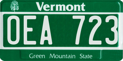 VT license plate OEA723