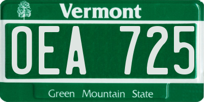 VT license plate OEA725