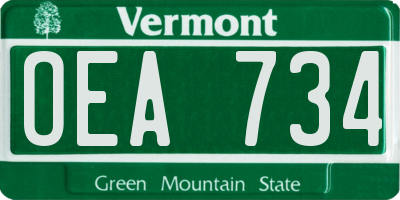 VT license plate OEA734